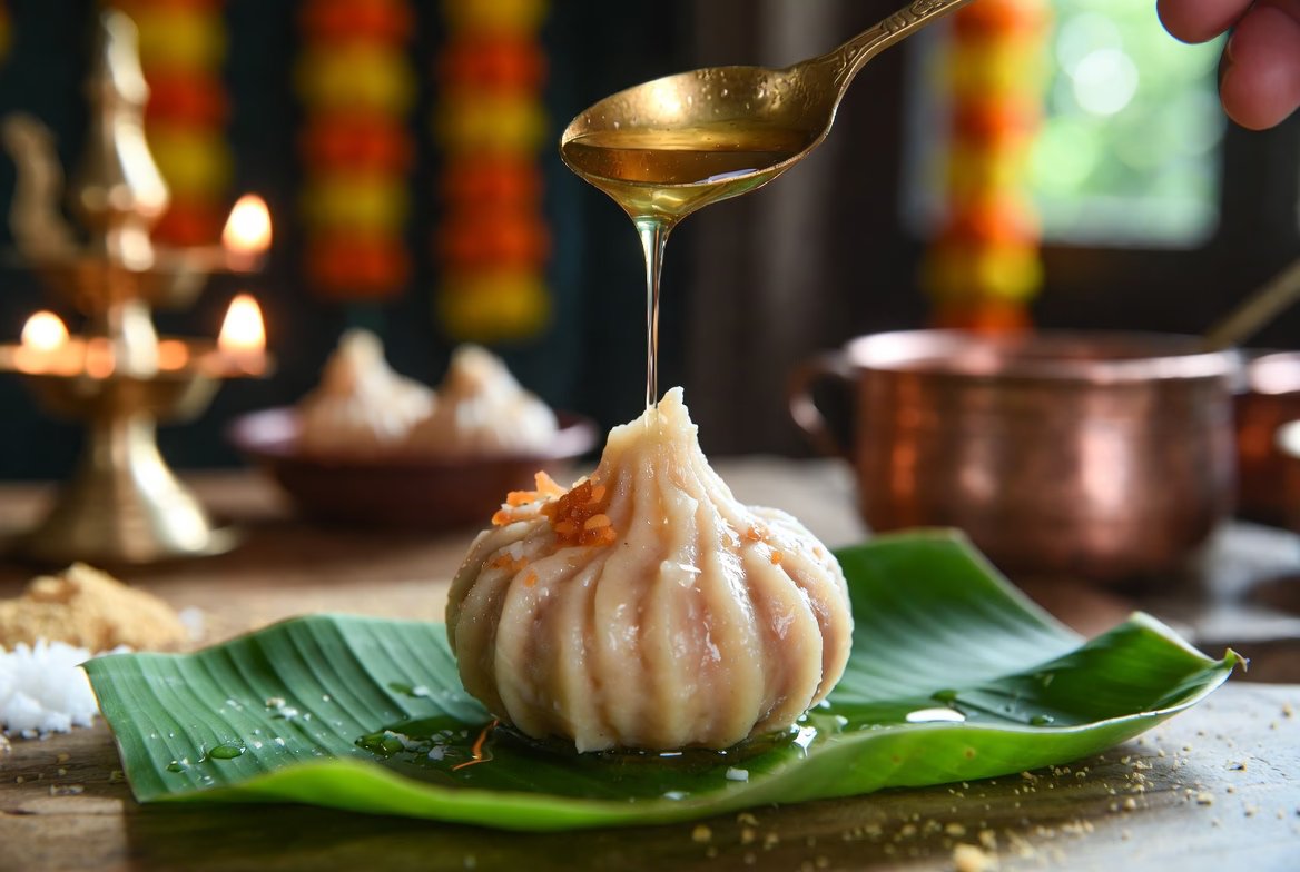 Ukadiche Modak on brass thali